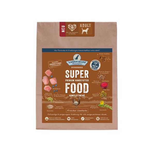 Lakefields Premium SUPERFOOD HUHN, die Trockenfutter-Sensation für Ihren Hund