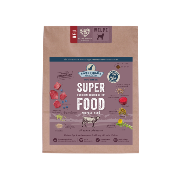 Lakefields Premium SUPERFOOD RIND für Welpen, die Trockenfutter-Sensation für Ihren Hund