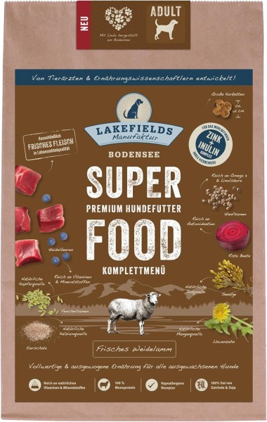 LAKEFIELDS MANUFAKTUR - SUPERFOOD - Premium Hundefutter trocken, Lamm 61%